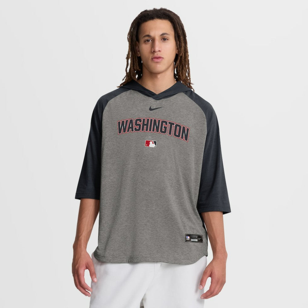 Washington Nationals Nike Authentic Collection Flux Dri-FIT Raglan 3/4-Sleeve Hooded T-Shirt Online