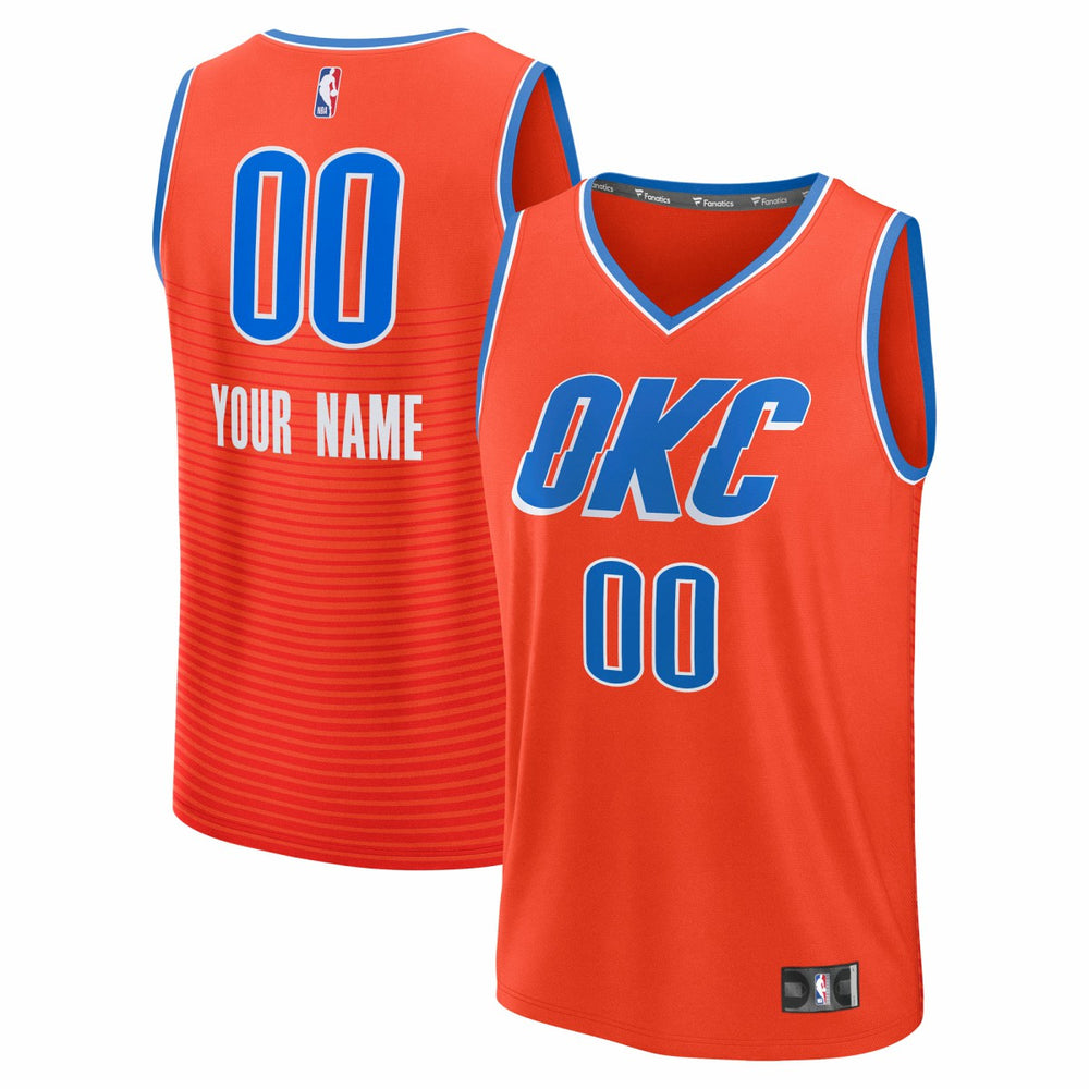 Fanatics - Oklahoma City Thunder Youth Fast Break Custom Jersey - Statement Edition - Orange