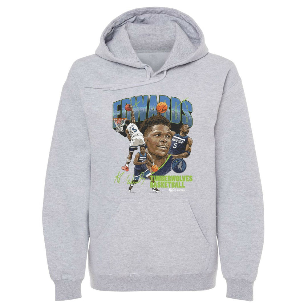 NBA - Anthony Edwards Minnesota Timberwolves 500 Level Collage Pullover Hoodie - Gray