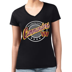 Washington Commanders G-III 4Her by Carl Banks Women's Super-Slim Fit Lightweight Pinstripe Circle V-Neck T-Shirt Black - NFL