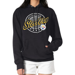 Pittsburgh Steelers G-III 4Her by Carl Banks Women's Pinstripe Circle Fleece Pullover Hoodie Black - NFL