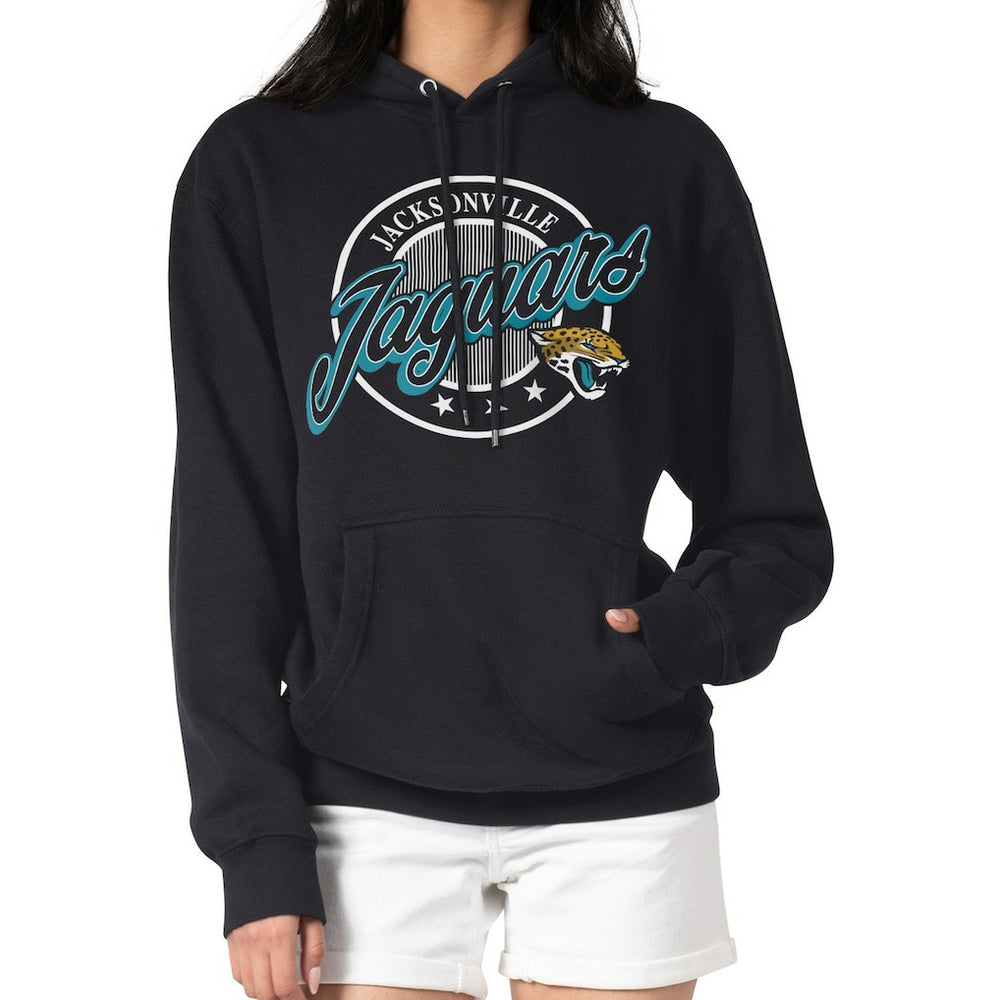 Jacksonville Jaguars G-III 4Her by Carl Banks Women's Pinstripe Circle Fleece Pullover Hoodie Black - NFL