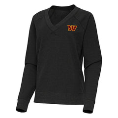 Washington Commanders Antigua Women's Varsity Tri-Blend V-Neck Long Sleeve T-Shirt Heather Black - NFL