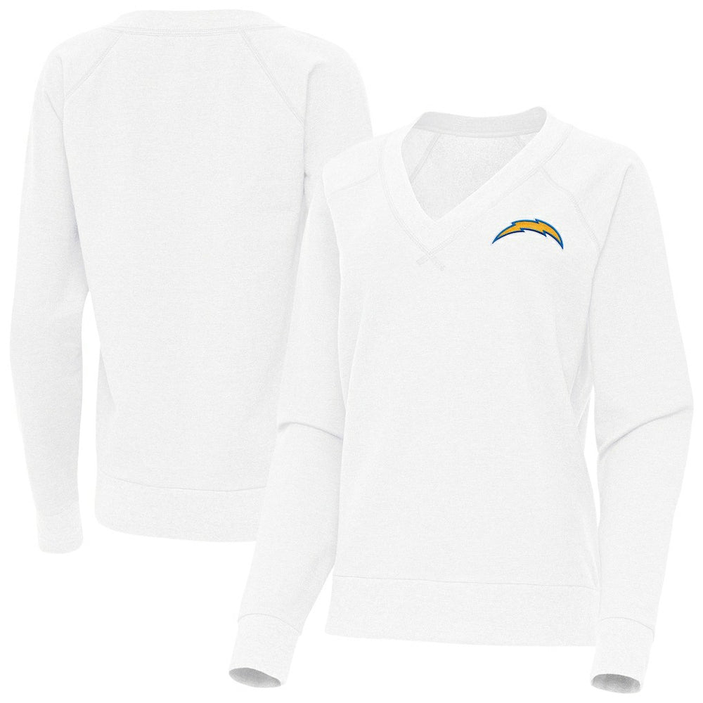Los Angeles Chargers Antigua Women's Varsity Tri-Blend V-Neck Long Sleeve T-Shirt White - NFL