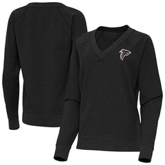 Atlanta Falcons Antigua Women's Varsity Tri-Blend V-Neck Long Sleeve T-Shirt Heather Black - NFL