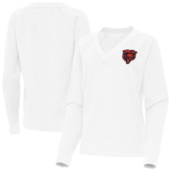 Chicago Bears Antigua Women's Varsity Tri-Blend V-Neck Long Sleeve T-Shirt White - NFL