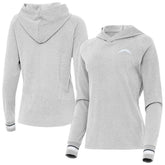 Los Angeles Chargers Antigua Women's Trek Raglan Pullover Hoodie Heather Gray - NFL