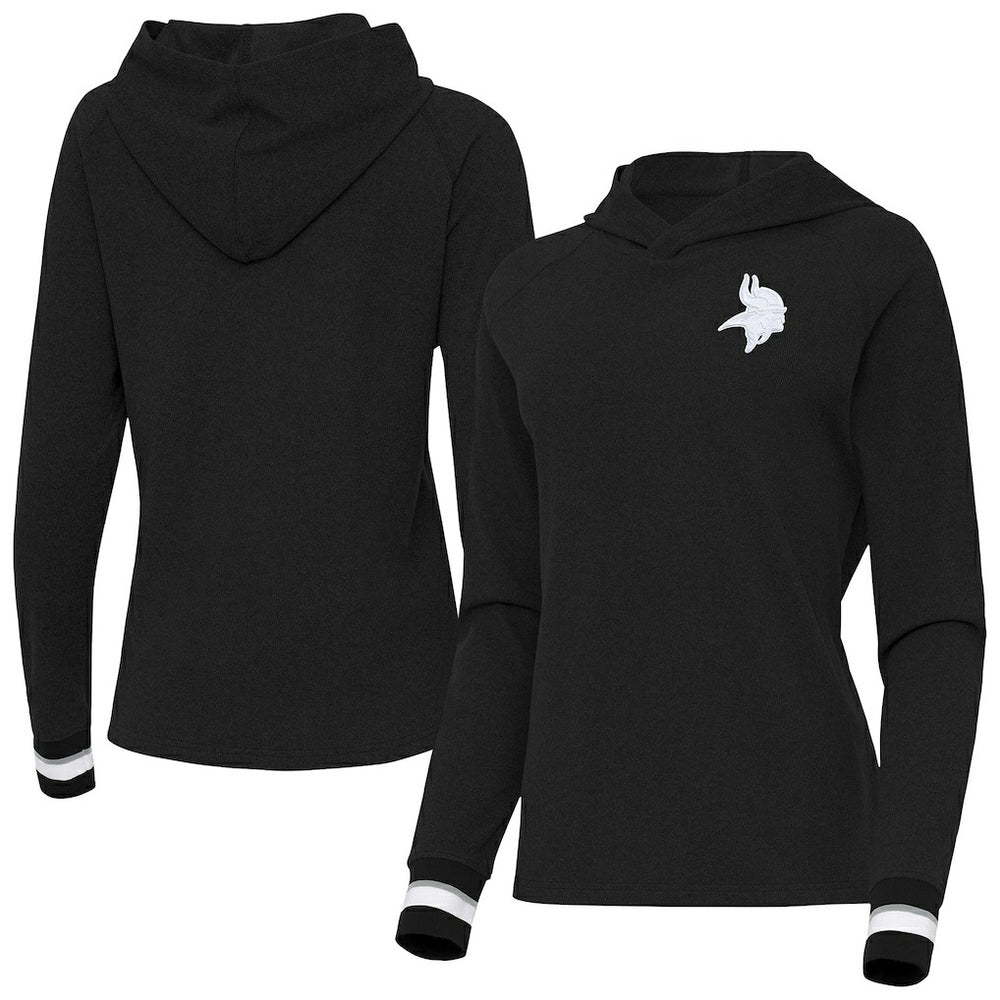 Minnesota Vikings Antigua Women's Trek Raglan Pullover Hoodie Black - NFL