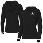 New Orleans Saints Antigua Women's Trek Raglan Pullover Hoodie Black - NFL