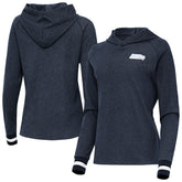 Seattle Seahawks Antigua Women's Trek Raglan Pullover Hoodie Heather College Navy - NFL