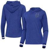 Indianapolis Colts Antigua Women's Trek Raglan Pullover Hoodie Heather Royal - NFL