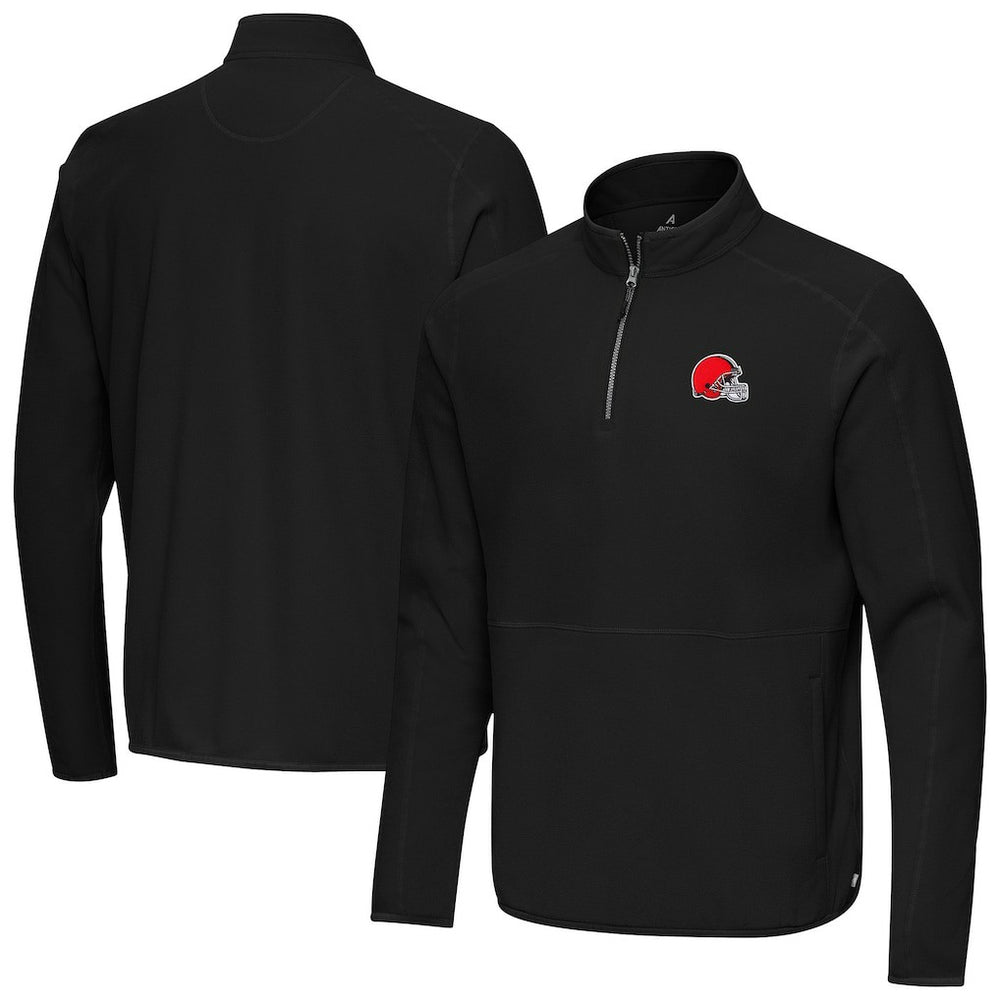 Cleveland Browns Antigua Step Up Quarter-Zip Pullover Black - NFL