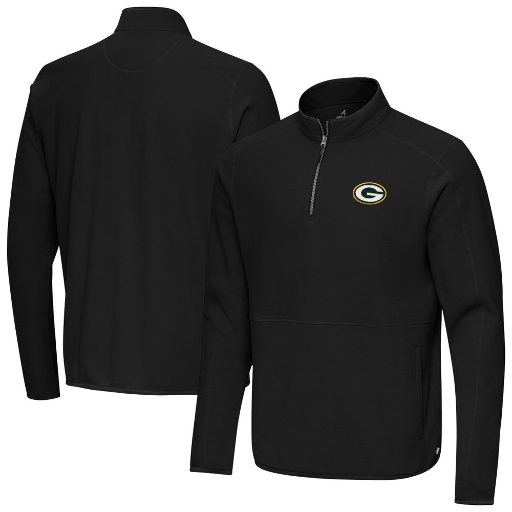 Green Bay Packers Antigua Step Up Quarter-Zip Pullover Black - NFL