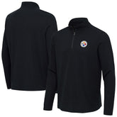 Pittsburgh Steelers Antigua Sync Tri-Blend Quarter-Zip Pullover Heather Black - NFL