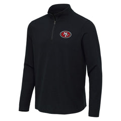 San Francisco 49ers Antigua Sync Tri-Blend Quarter-Zip Pullover Heather Black - NFL