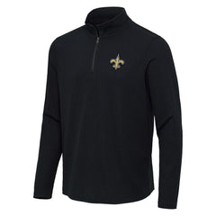 New Orleans Saints Antigua Sync Tri-Blend Quarter-Zip Pullover Heather Black - NFL