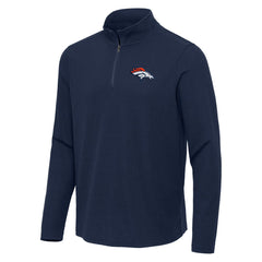 Denver Broncos Antigua Sync Tri-Blend Quarter-Zip Pullover Heather Navy - NFL