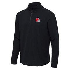 Cleveland Browns Antigua Sync Tri-Blend Quarter-Zip Pullover Heather Black - NFL