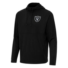 Las Vegas Raiders Antigua Connected Quarter-Zip Pullover Hoodie Black - NFL