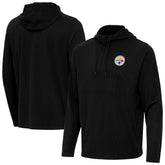 Pittsburgh Steelers Antigua Connected Quarter-Zip Pullover Hoodie Black - NFL