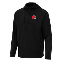 Cleveland Browns Antigua Connected Quarter-Zip Pullover Hoodie Black - NFL