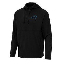 Carolina Panthers Antigua Connected Quarter-Zip Pullover Hoodie Black - NFL