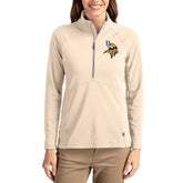 Minnesota Vikings Cutter & Buck Women's Adapt Eco Knit Stretch Recycled Raglan Half-Zip Pullover Tan - NFL