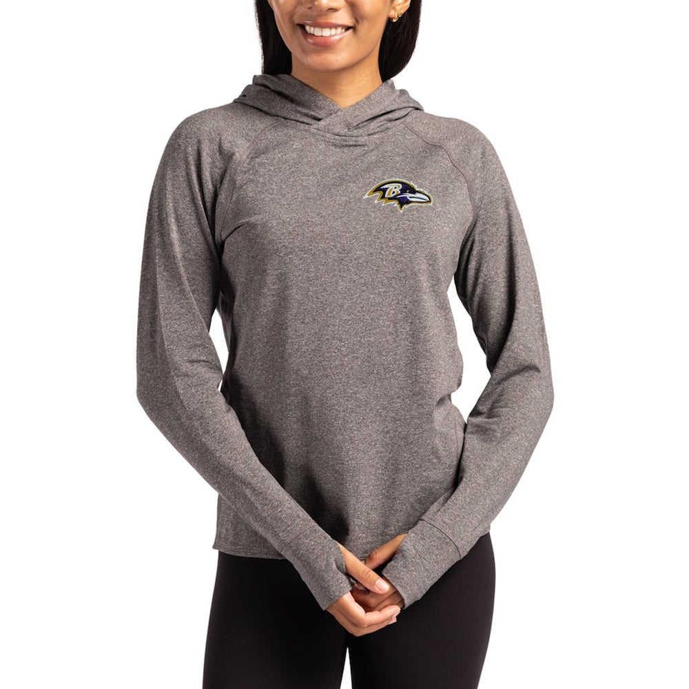 Baltimore Ravens Cutter & Buck Women's Primary Logo Adapt Knit Recycled Raglan Pullover Hoodie Heather Charcoal - NFL