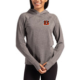 Cincinnati Bengals Cutter & Buck Women's Primary Logo Adapt Knit Recycled Raglan Pullover Hoodie Heather Charcoal - NFL
