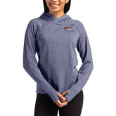 Denver Broncos Cutter & Buck Women's Primary Logo Adapt Knit Recycled Raglan Pullover Hoodie Heather Navy - NFL