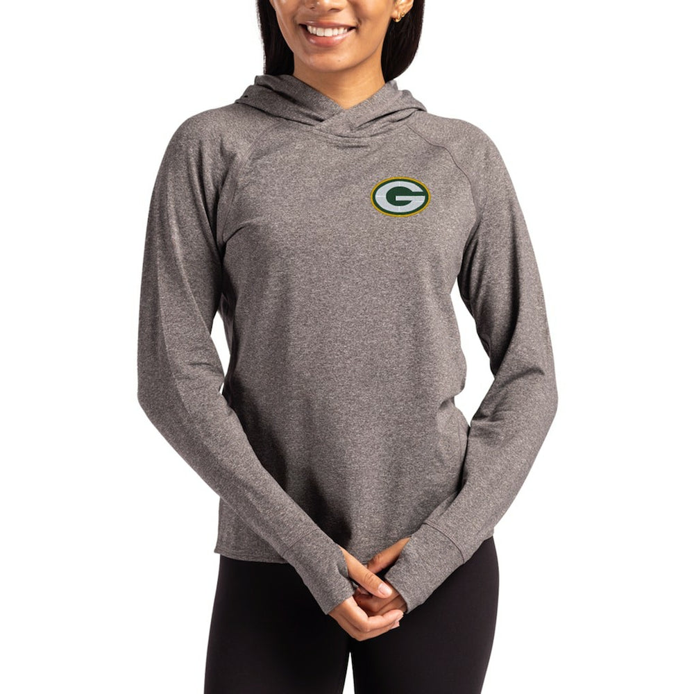 Green Bay Packers Cutter & Buck Women's Primary Logo Adapt Knit Recycled Raglan Pullover Hoodie Heather Charcoal - NFL