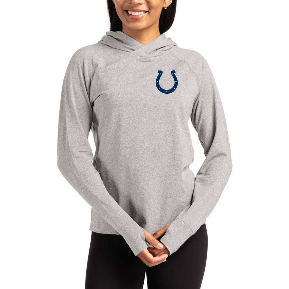 Indianapolis Colts Cutter & Buck Women's Primary Logo Adapt Knit Recycled Raglan Pullover Hoodie Heather Gray - NFL
