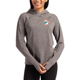 Miami Dolphins Cutter & Buck Women's Throwback Logo Adapt Knit Recycled Raglan Pullover Hoodie Heather Charcoal - NFL