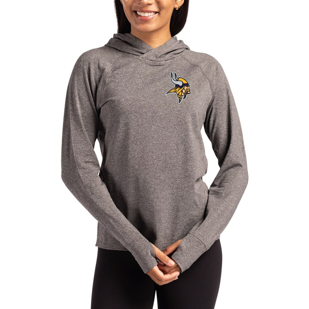 Minnesota Vikings Cutter & Buck Women's Primary Logo Adapt Knit Recycled Raglan Pullover Hoodie Heather Charcoal - NFL