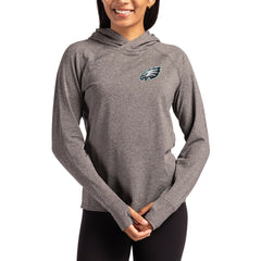 Philadelphia Eagles Cutter & Buck Women's Primary Logo Adapt Knit Recycled Raglan Pullover Hoodie Heather Charcoal - NFL