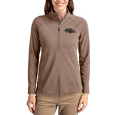Baltimore Ravens Cutter & Buck Women's Tonal Adapt Eco Knit Stretch Recycled Raglan Half-Zip Pullover Brown - NFL