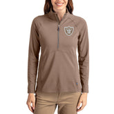 Las Vegas Raiders Cutter & Buck Women's Tonal Adapt Eco Knit Stretch Recycled Raglan Half-Zip Pullover Brown - NFL