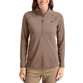 New England Patriots Cutter & Buck Women's Tonal Adapt Eco Knit Stretch Recycled Raglan Half-Zip Pullover Brown - NFL