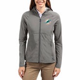 Miami Dolphins Cutter & Buck Women's Adapt Eco Knit Hybrid Recycled Raglan Full-Zip Hoodie Jacket Gray - NFL