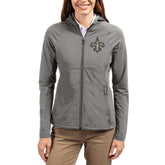 New Orleans Saints Cutter & Buck Women's Adapt Eco Knit Hybrid Recycled Raglan Full-Zip Hoodie Jacket Gray - NFL
