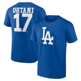 Shohei Ohtani Los Angeles Dodgers Player Name & Number T-Shirt discount