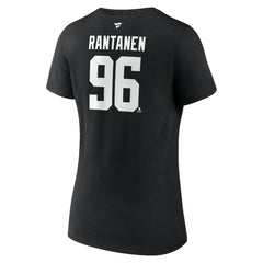 Mikko Rantanen Dallas Stars - Fanatics Women's Authentic Stack Name & Number V-Neck T-Shirt Black