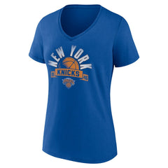 NBA - New York Knicks Women's '90s Graphic V-Neck T-Shirt - Blue