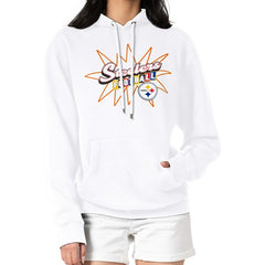 Pittsburgh Steelers Starter Women's Drive-In Sign Pullover Hoodie White - NFL