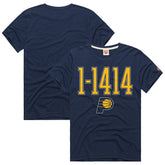 NBA - Indiana Pacers Homage Unisex The "1-1414" Comeback Record Tri-Blend T-Shirt - Navy