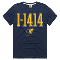 NBA - Indiana Pacers Homage Unisex The "1-1414" Comeback Record Tri-Blend T-Shirt - Navy