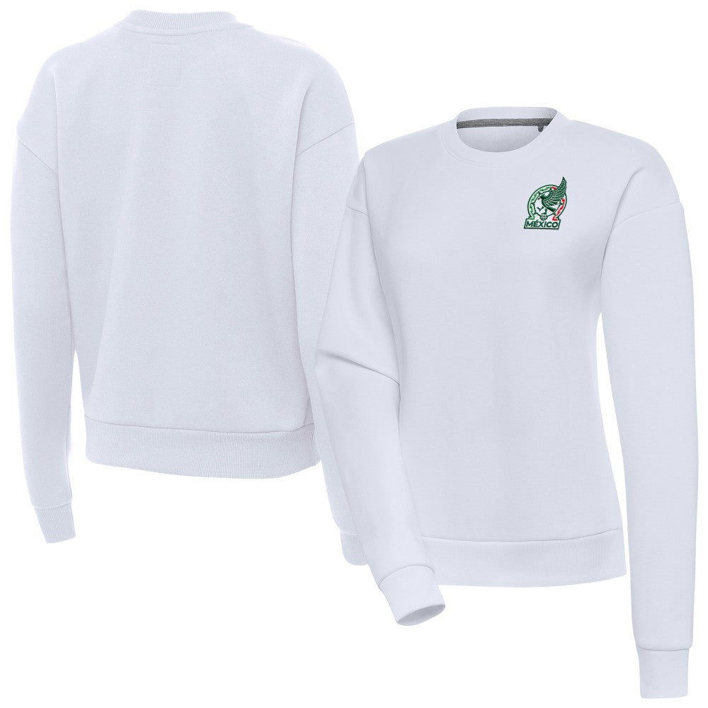 Mexico National Team Antigua Women's Takeover Pullover Sweatshirt - White