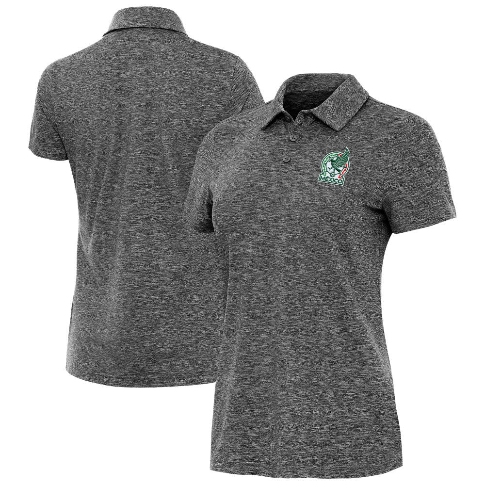 Mexico National Team Antigua Women's Triple Shot Polo - Heather Black