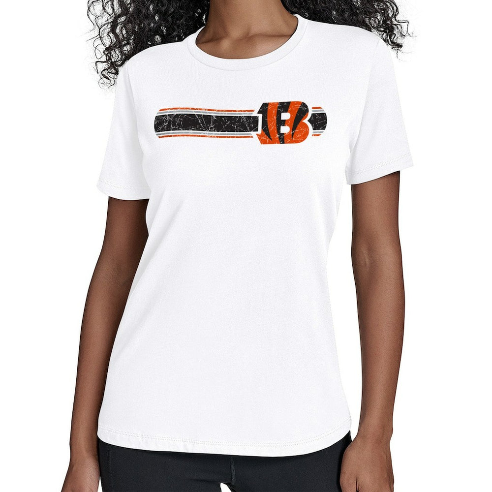 Cincinnati Bengals Starter Women's Team Stripe T-Shirt White - NFL