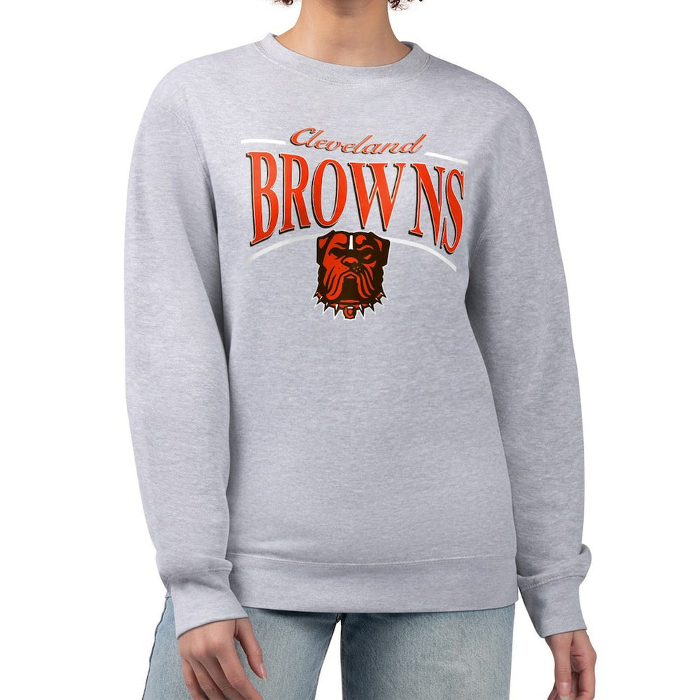 Cleveland Browns Starter Women's Arch Stripe Fleece Pullover Sweatshirt Gray - NFL
